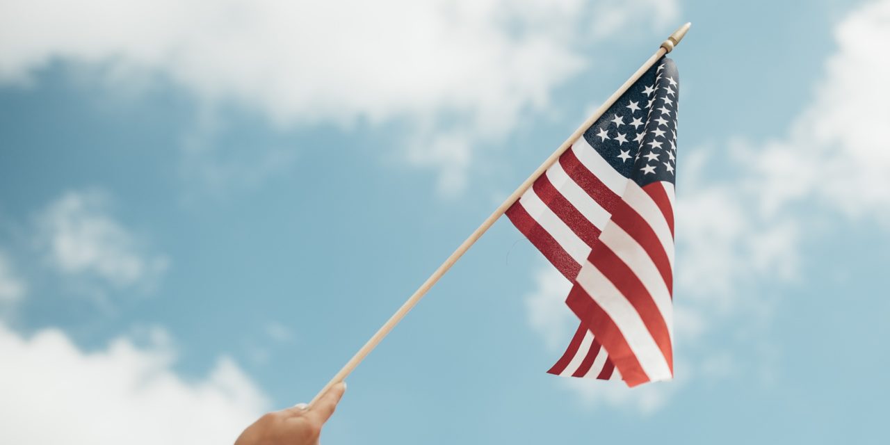 Hand Waving Small American Flag