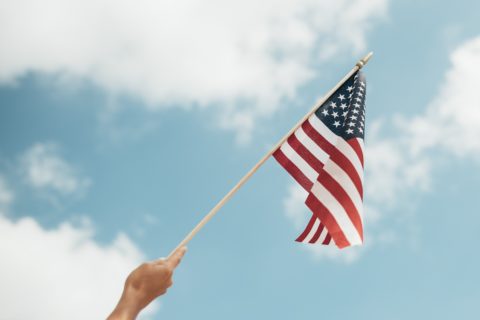 Hand Waving Small American Flag
