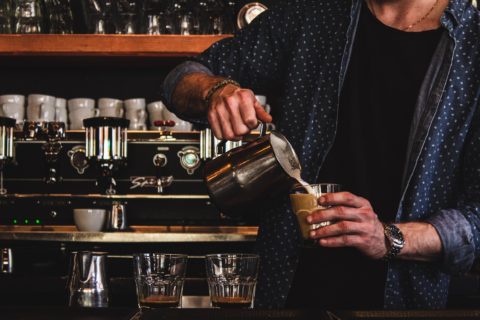 Coffee Shop Employee Making Latte