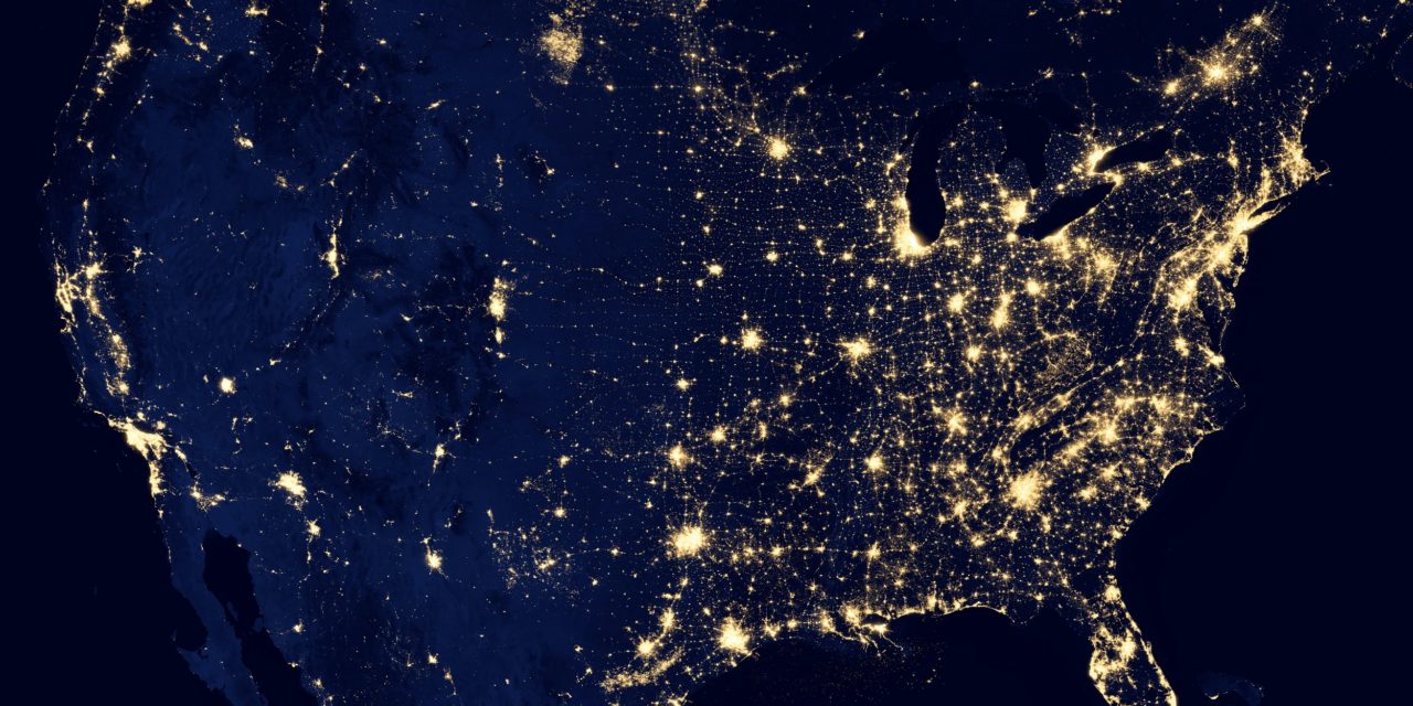America at night shot by NASA
