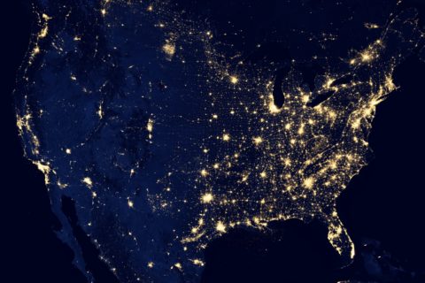 America at night shot by NASA